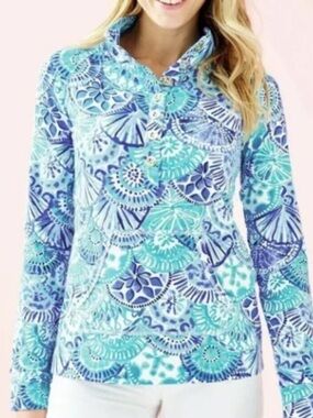 🌸Lilly Pulitzer Captain Popover in the "Turquoise Oasis Half Shell" Top